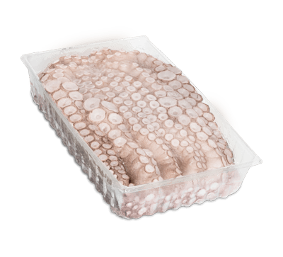 Pulpo crudo en bandeja