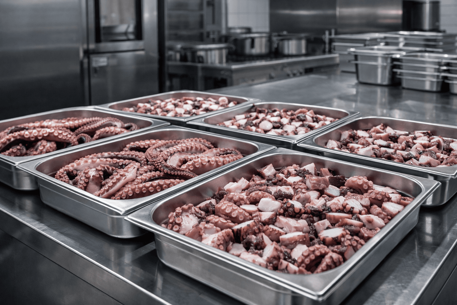 Producto elaborado de pulpo preparado para clientes Horeca